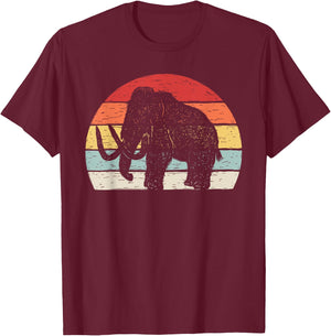 Catch Some Rays Vintage Retro Woolly Mammoth - Black, -Adults, Small, Short Sleeve, , Modern Vintage, Animal-print T-Shirt - T-Shirt | Maroon
