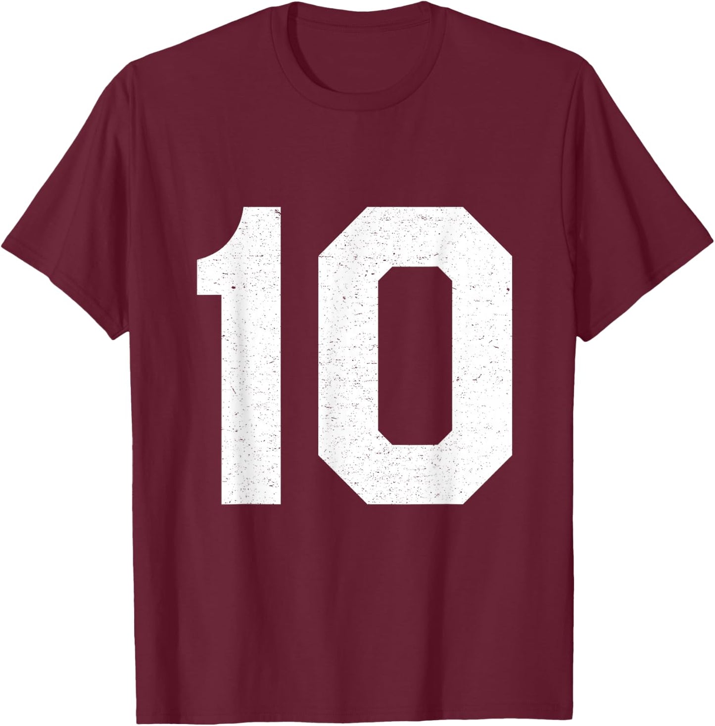 Jersey Uniform Number #10, 10th Birthday, 10th Place T-Shirt - T-Shirt | Maroon