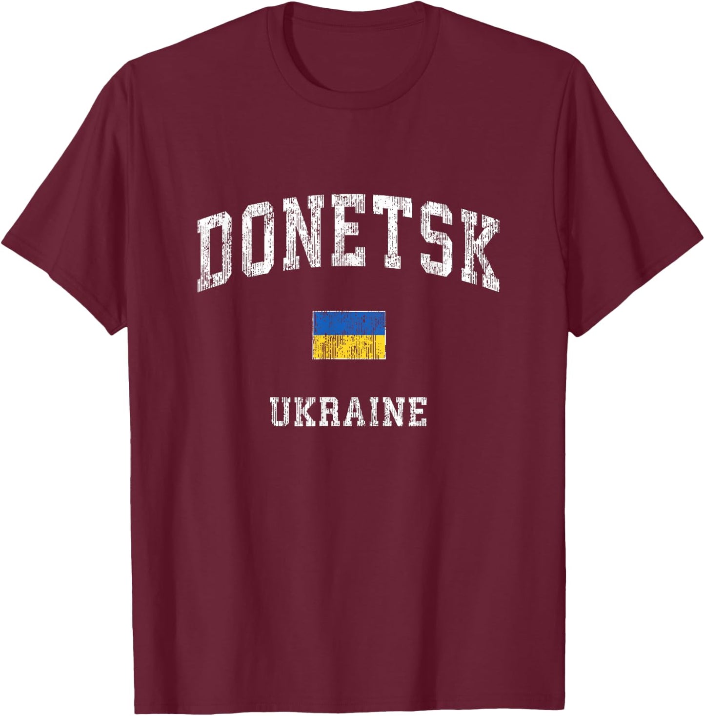 Donetsk Ukraine Vintage Athletic Sports Design T-Shirt - T-Shirt | Maroon