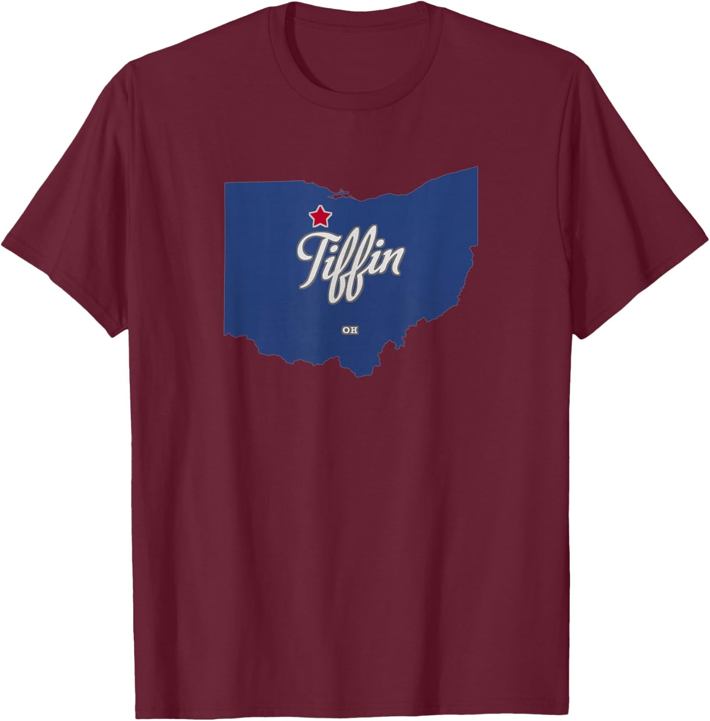 Tiffin Ohio OH Map T-Shirt - T-Shirt | Maroon