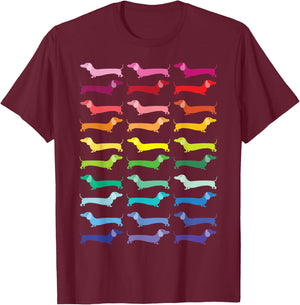 Colorful Dachshunds T-Shirt - T-Shirt | Maroon