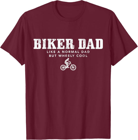 Mountain Bike Biker Dad MTB Downhill Mountain Biker Gift T-Shirt - T-Shirt | Maroon