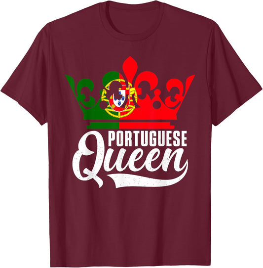 Portuguese Queen Flag Portugal Heritage-Pride T-Shirt - T-Shirt | Maroon