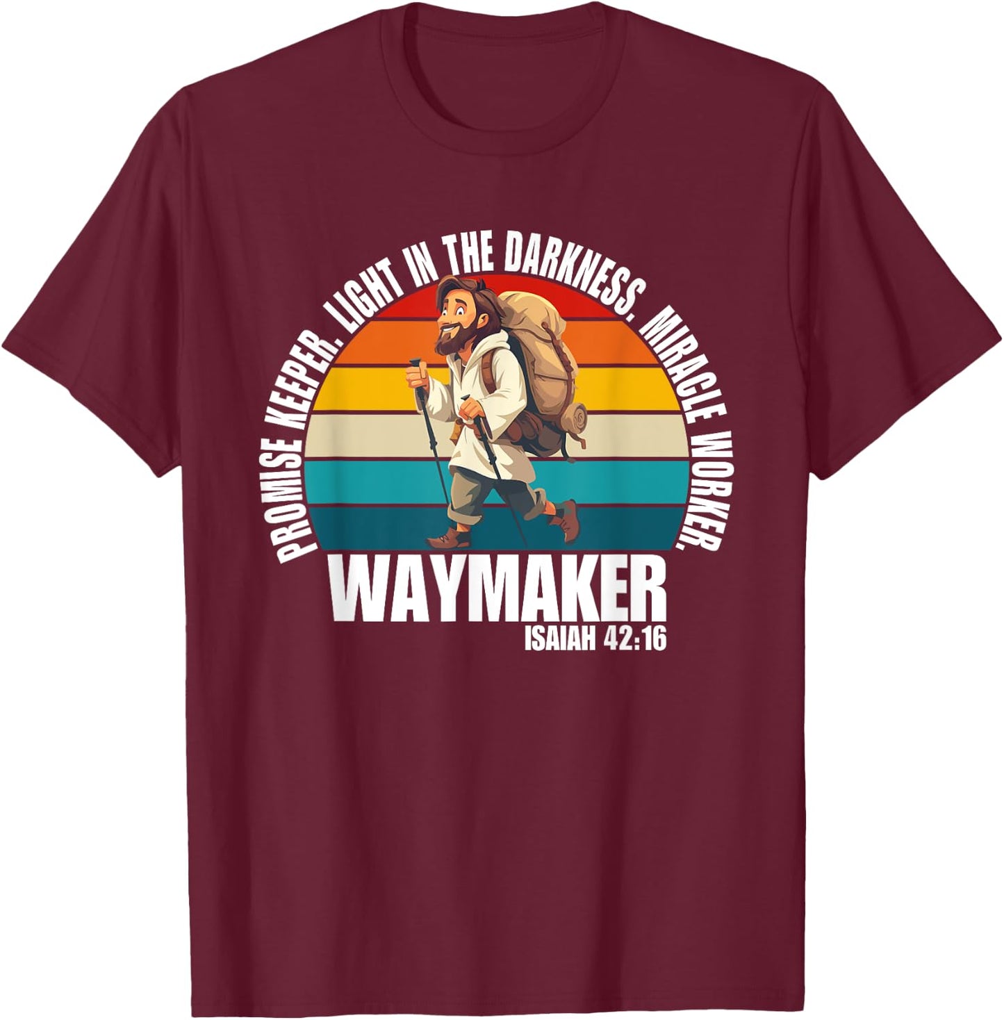 Vintage Waymaker Promise Keeper Miracle Worker Christian T-Shirt - T-Shirt | Maroon