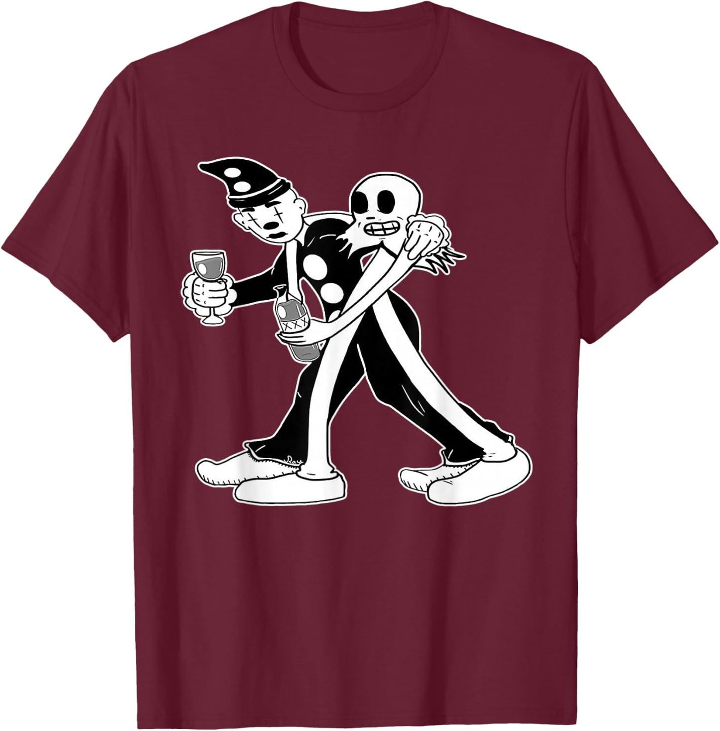 Urban Empyre Koko the Clown Ghost Buddy Gothic , Small, Black T-Shirt - T-Shirt | Maroon