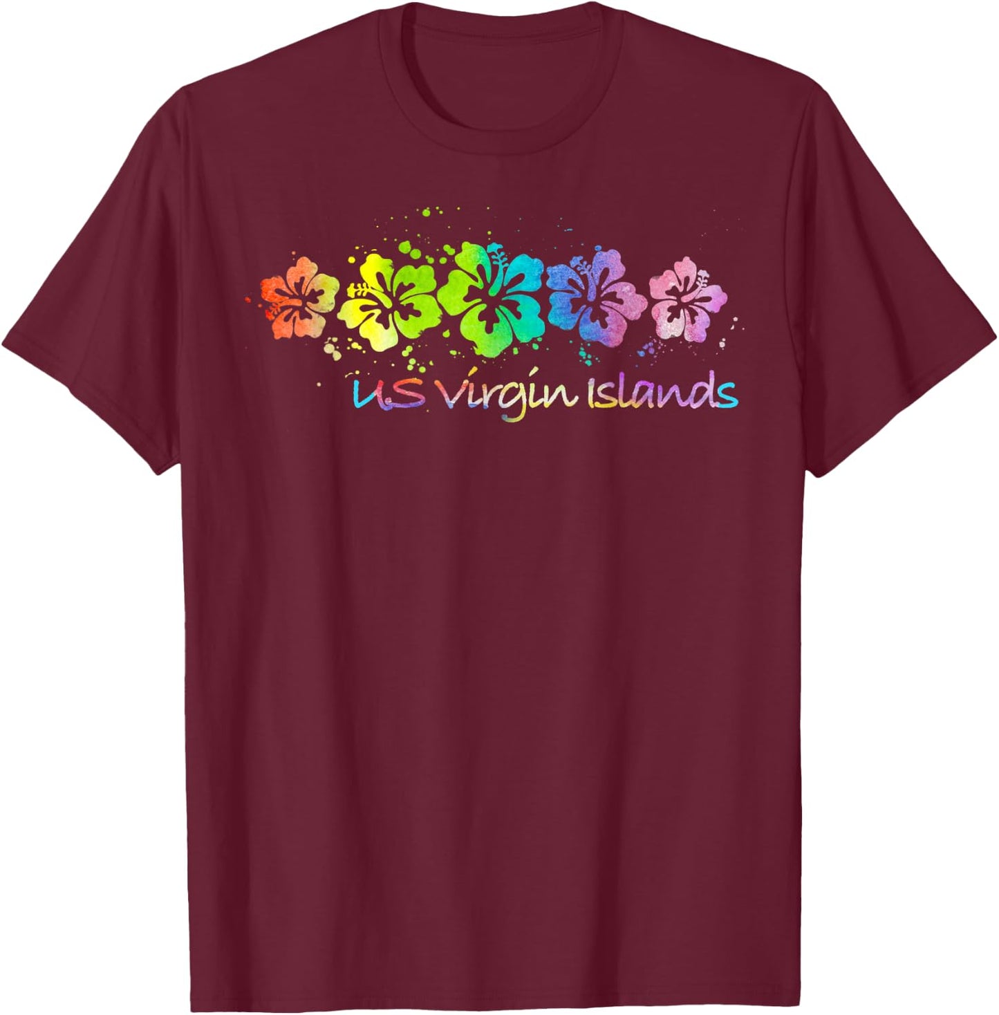 U.S. Virgin Islands Watercolor Beach & Surf T-Shirt - T-Shirt | Maroon