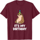The Sloth Lover Store -Adults & Kids Sloth Birthday - Black, Small T-Shirt - T-Shirt | Maroon