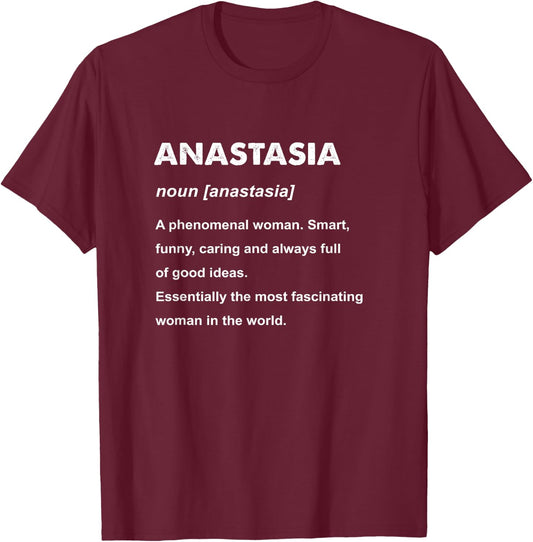 Anastasia Name T-Shirt - T-Shirt | Maroon