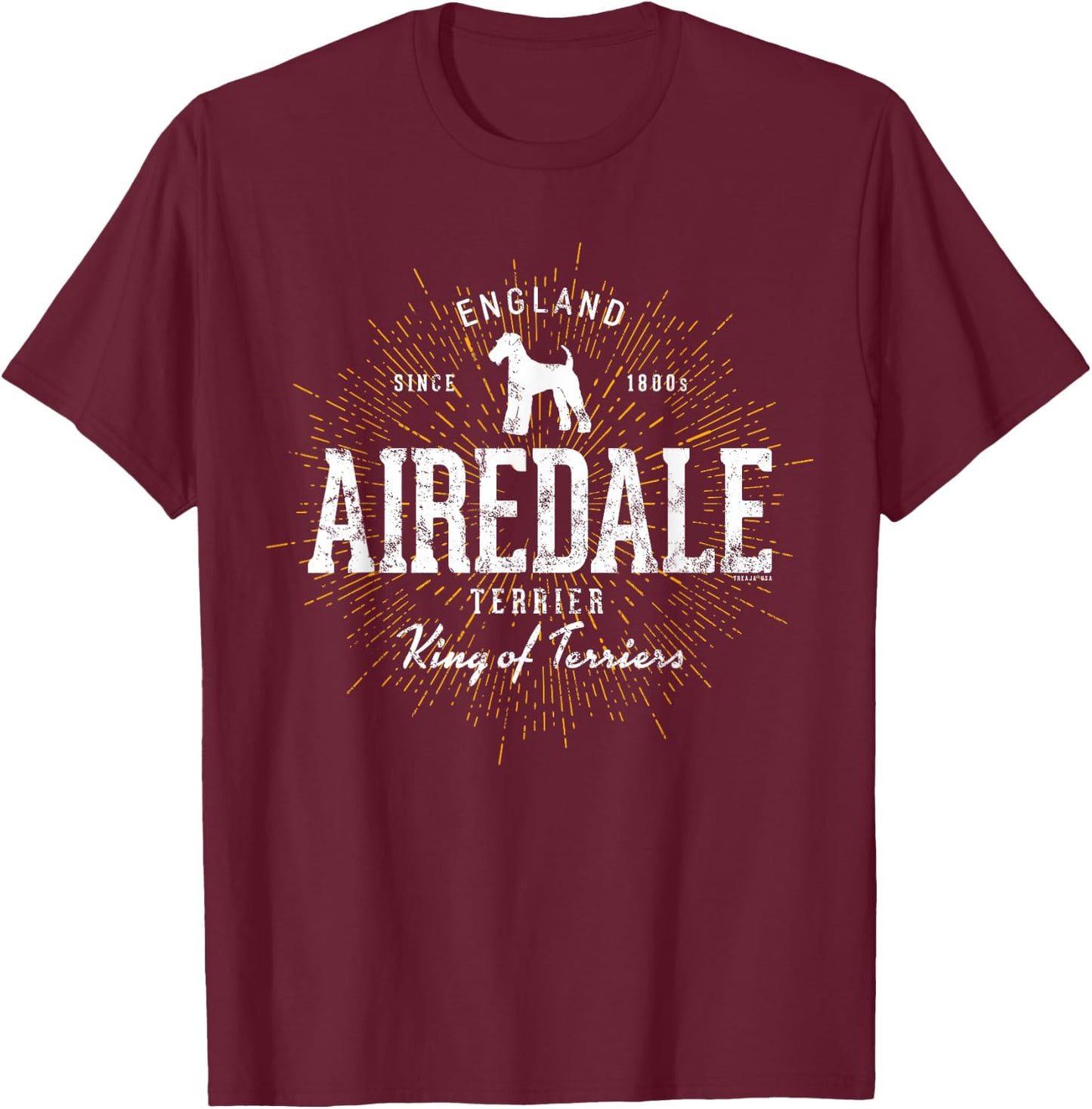 Vintage Airedale Terrier for Dog Lovers Airedale T-Shirt - T-Shirt | Maroon