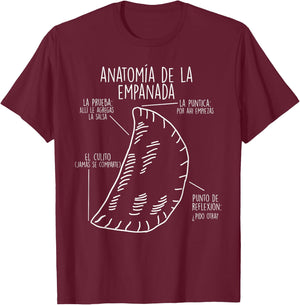 Anatomia de la Empanada for Food Lovers T-Shirt - T-Shirt | Maroon