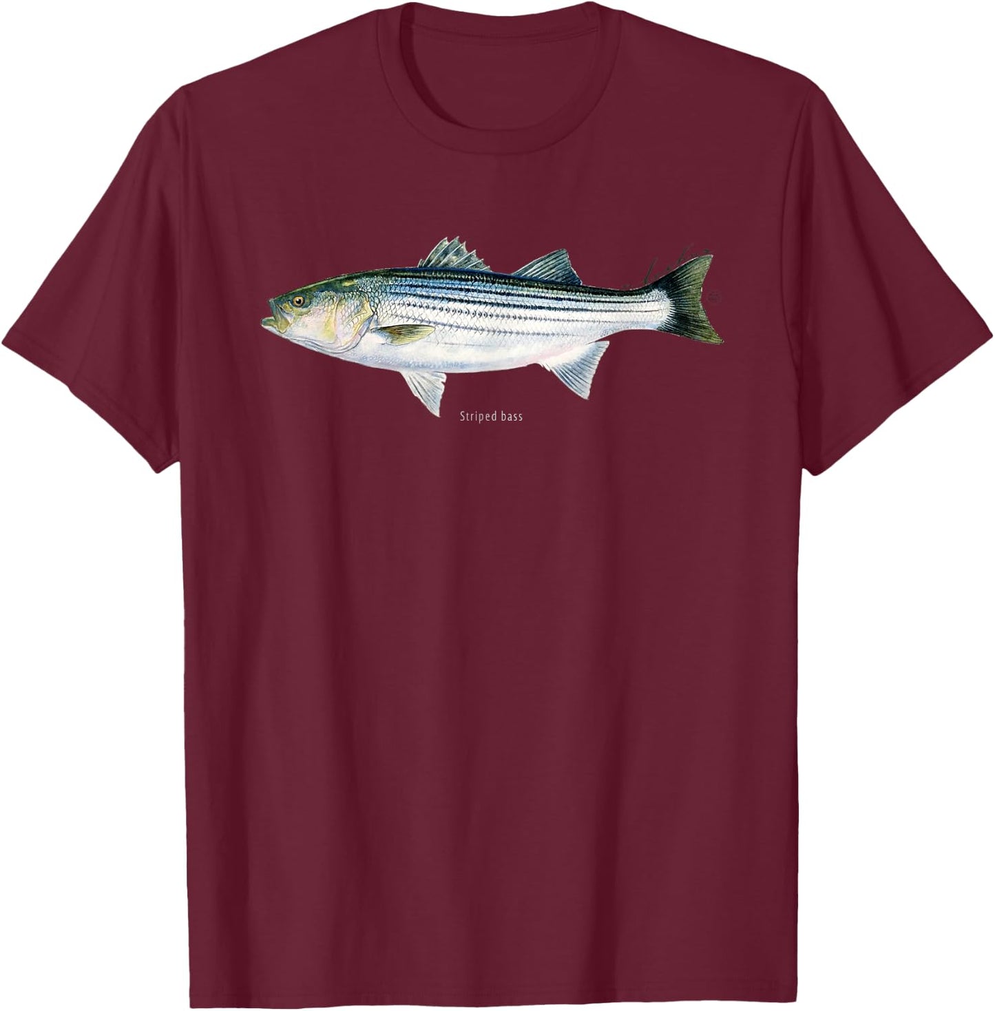 Studio Abachar Striped Bass Striper T-Shirt - T-Shirt | Maroon