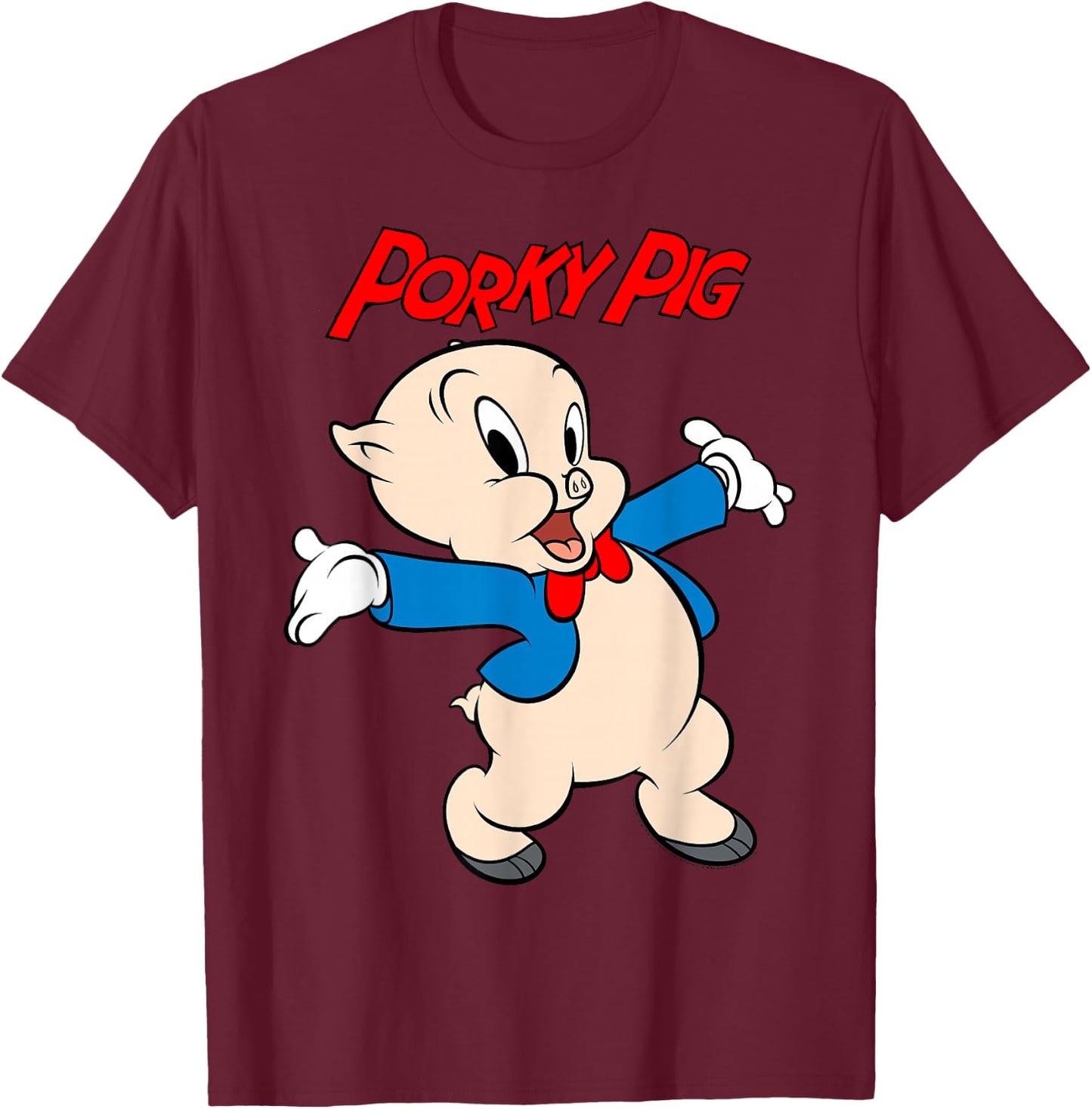 Looney Tunes Porky Pig Vintage Portrait T-Shirt - T-Shirt | Maroon