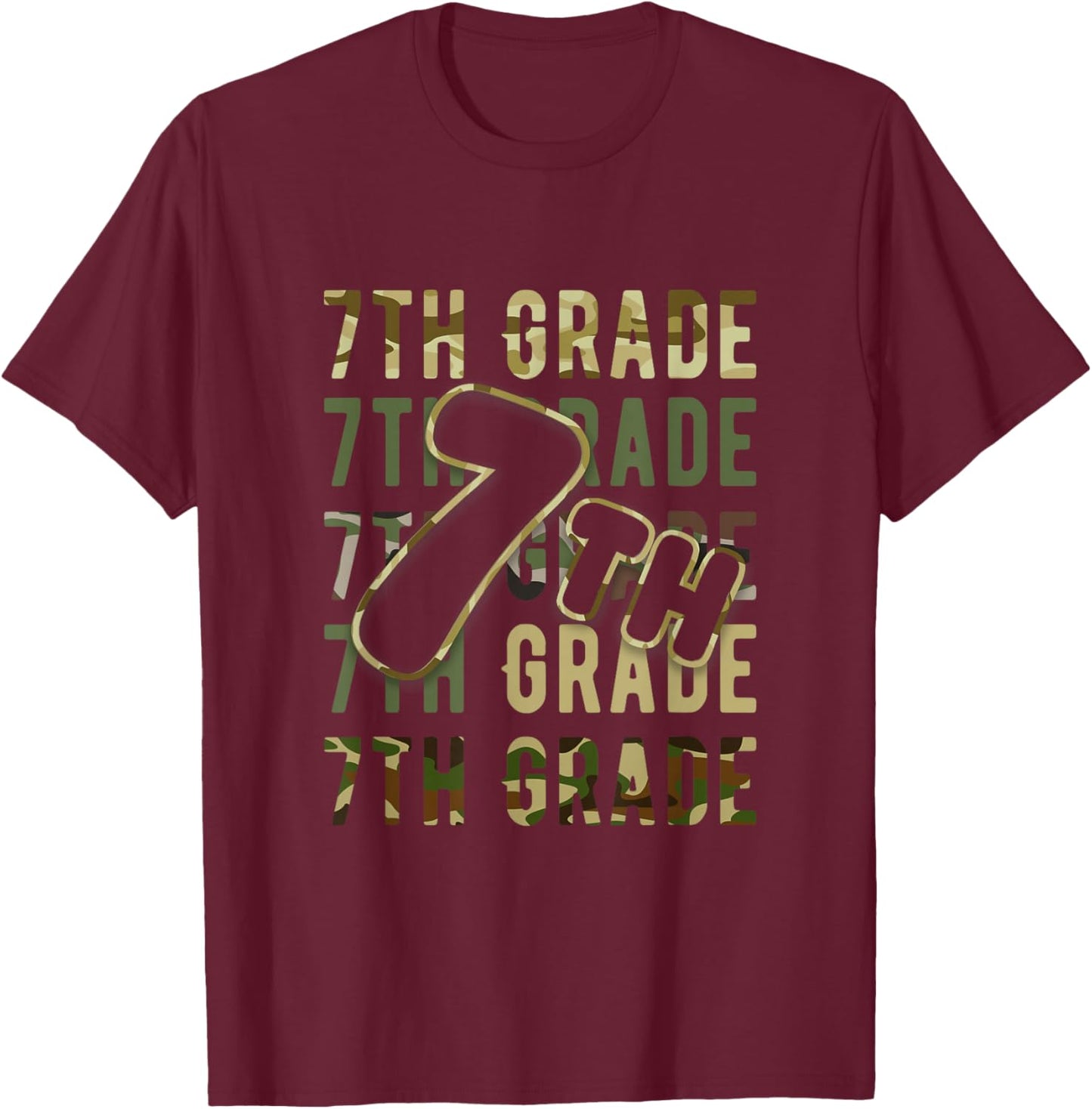 Camo Team 7th Grade Squad Back To School Teacher Kids Boys T-Shirt - T-Shirt | Maroon