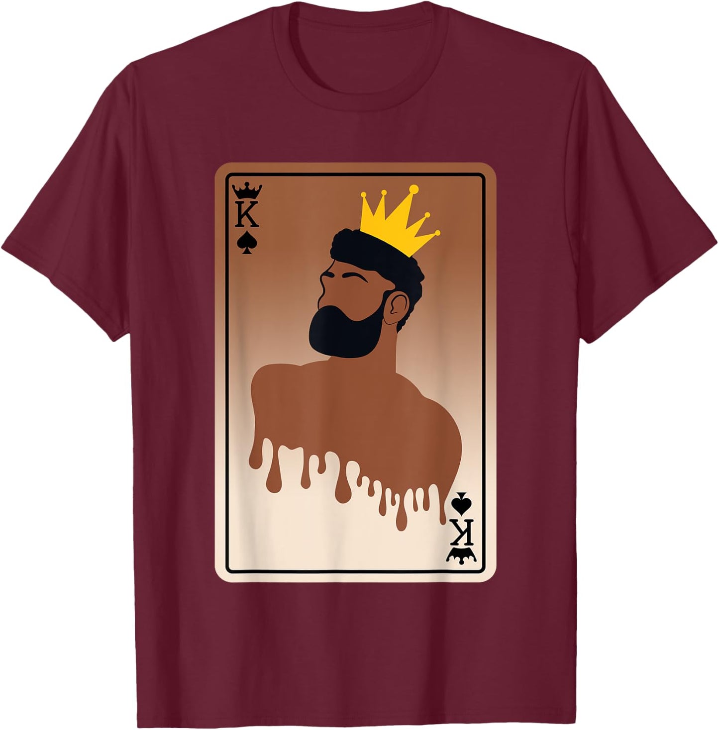 Spades King Card Afro American Black History Month Melanin T-Shirt - T-Shirt | Maroon
