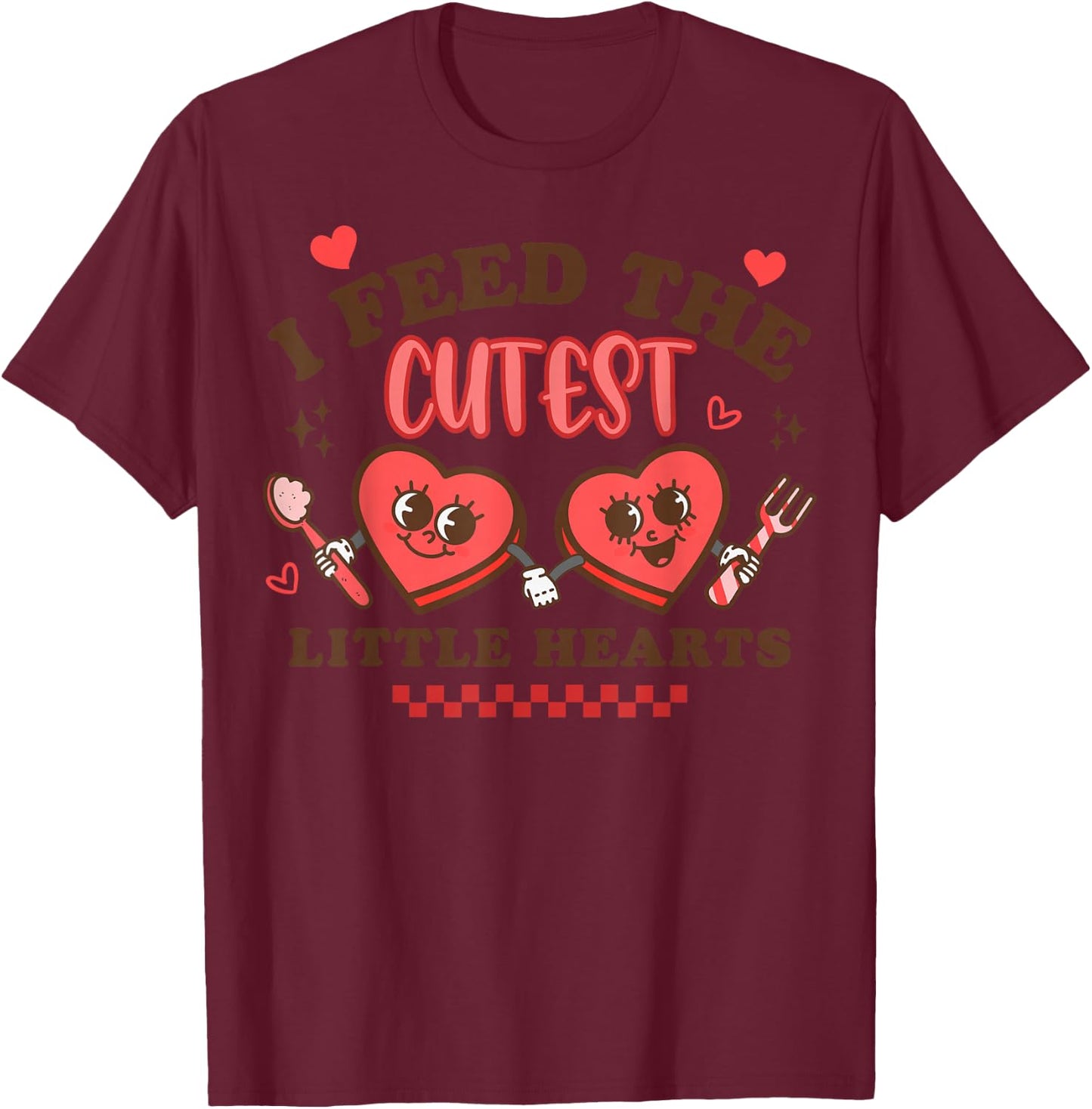 Work of Heart School Lunch Lady Cafeteria Worker Valentines T-Shirt - T-Shirt | Maroon