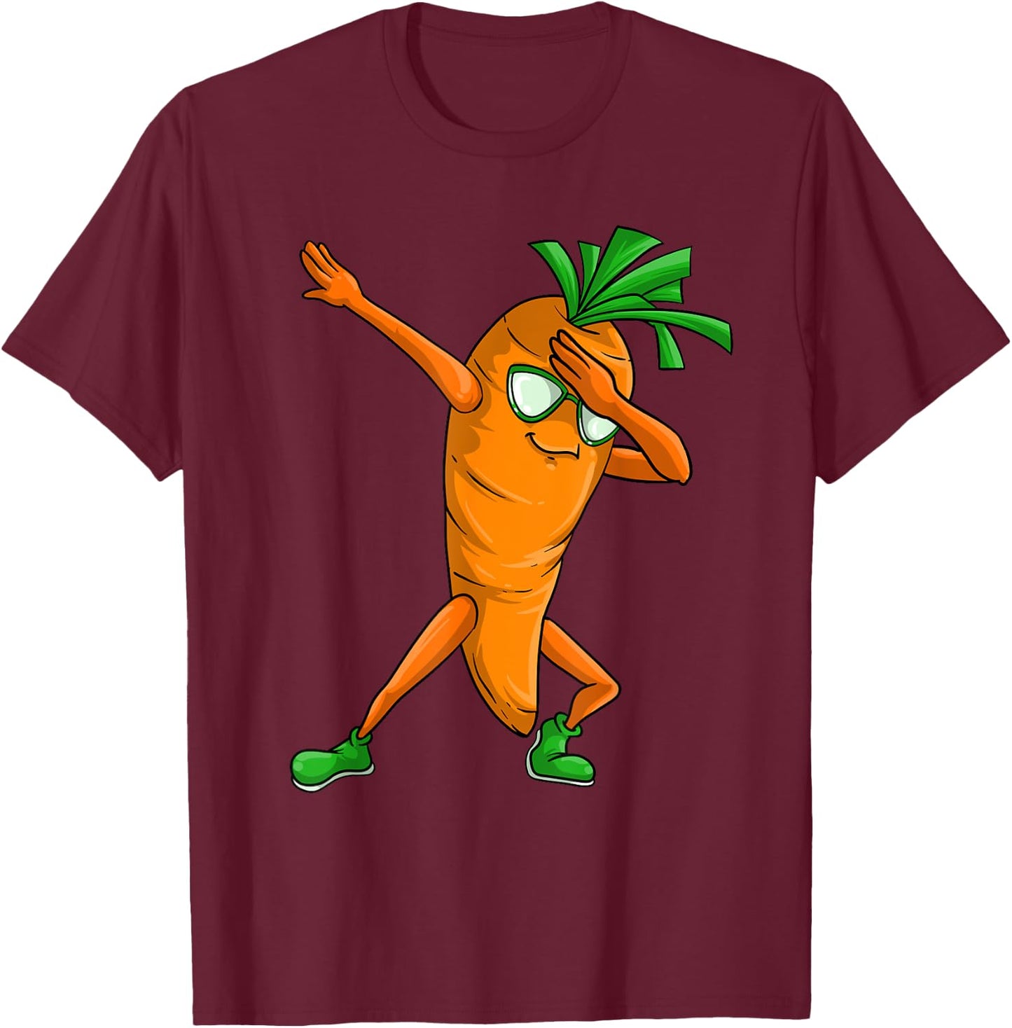Funny Dabbing Carrot Gift | Cute Vegetable Lover Men Women T-Shirt - T-Shirt | Maroon