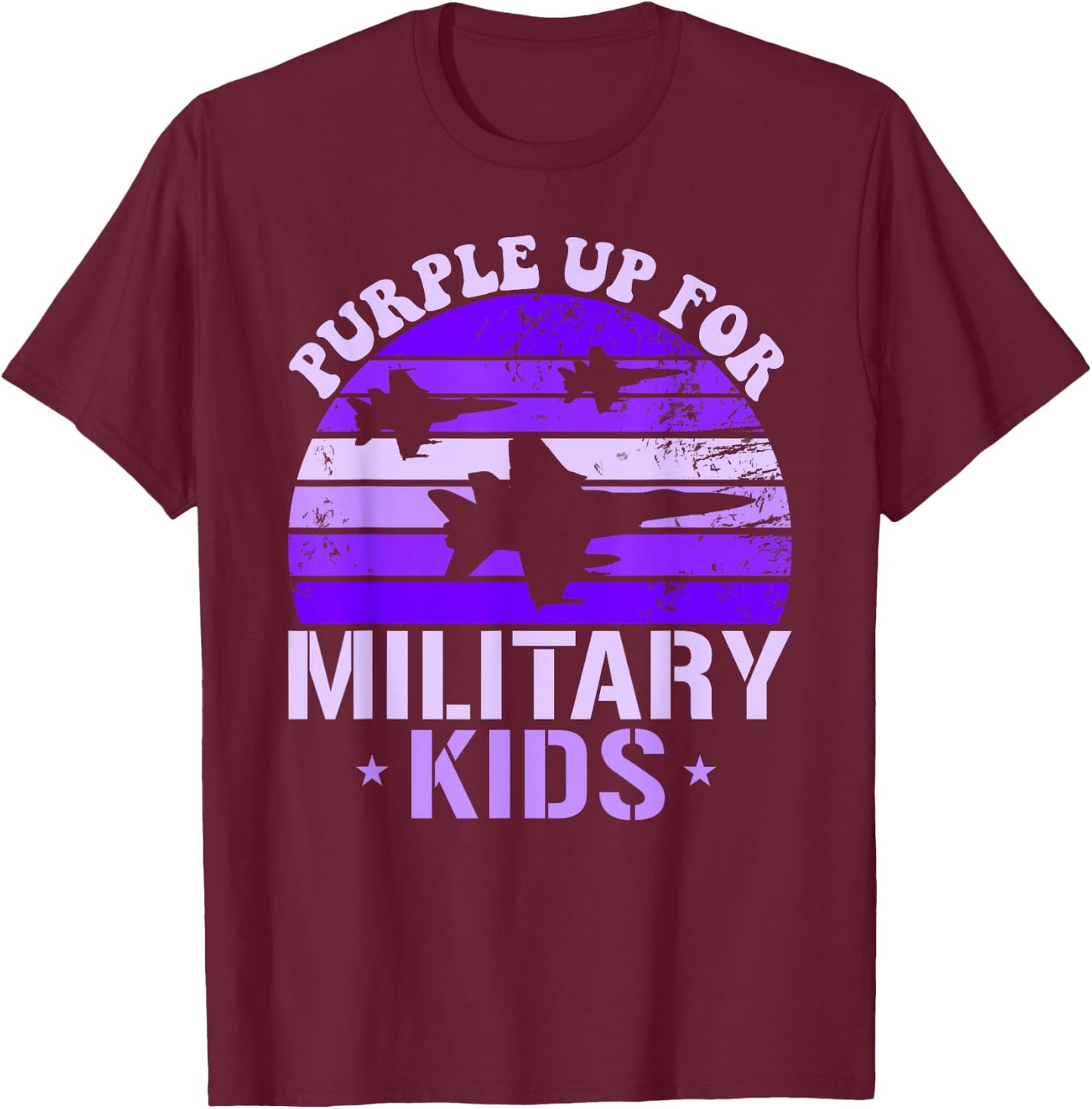 Purple Up For Military Kids F-18 Hornet Kids Purple Up T-Shirt - T-Shirt | Maroon