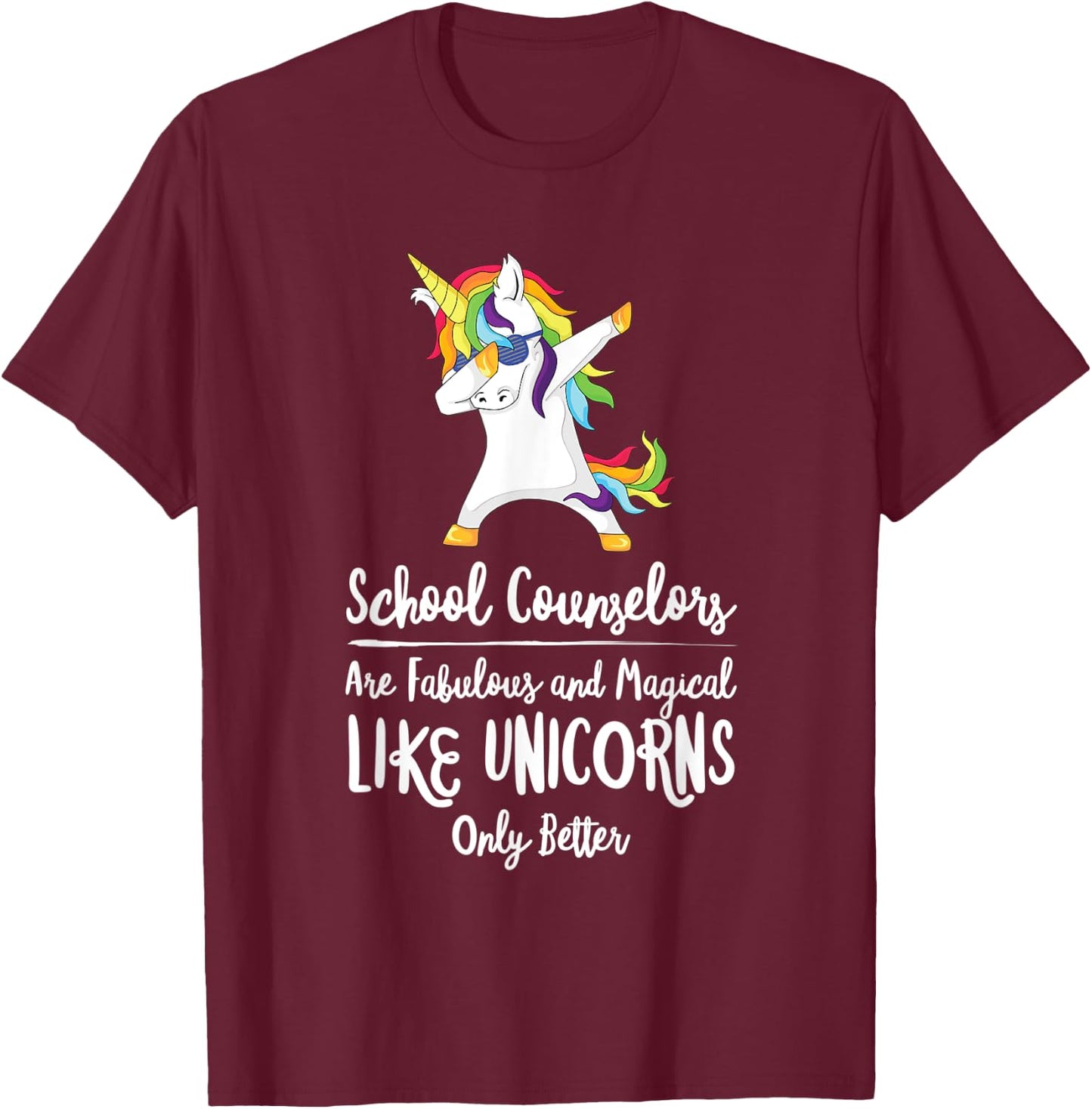 School Counselor Unicorn Teacher Therapist Counseling Advise T-Shirt - T-Shirt | Maroon