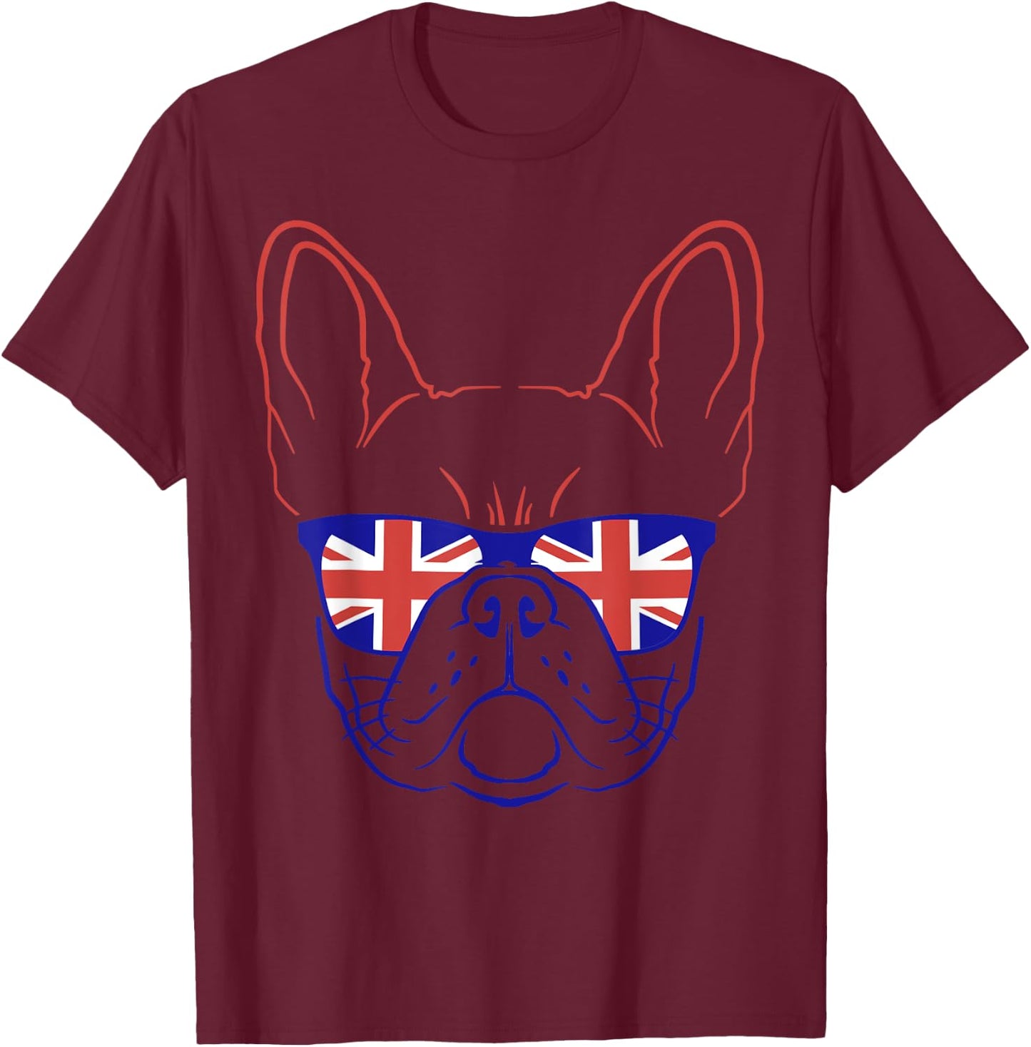 Great Britain Flag Shirt Independence Day Symbol English Dog T-Shirt - T-Shirt | Maroon