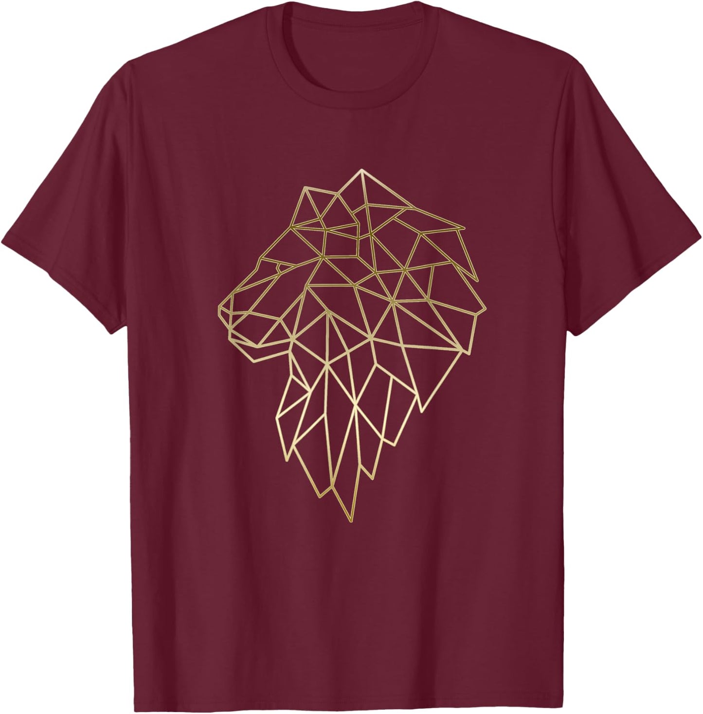 Lion Geometric abstract Gold Lion polygonal T-Shirt - T-Shirt | Maroon
