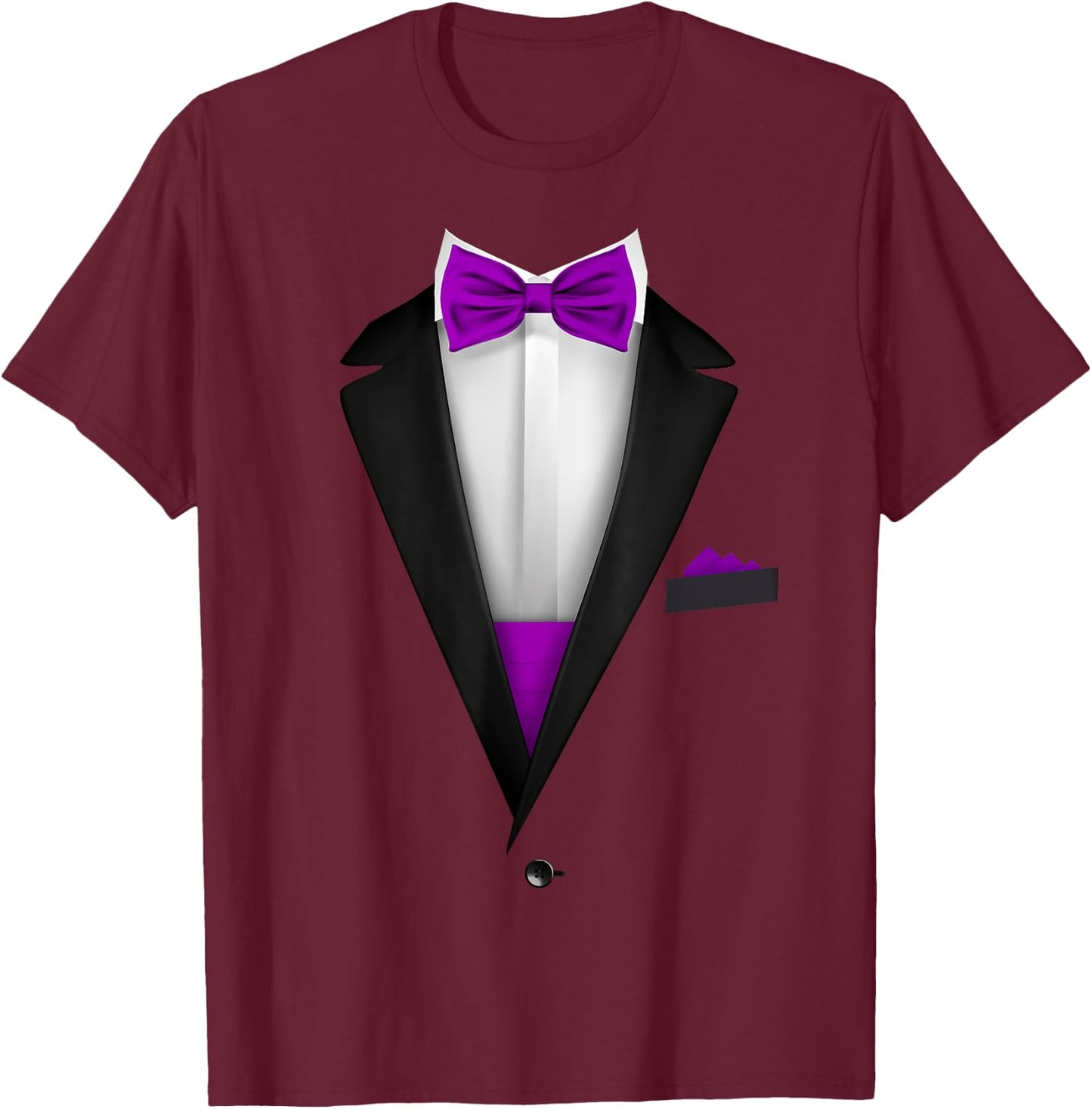 Tuxedo with Bowtie For Funny Wedding And Special Occasions T-Shirt - T-Shirt | Maroon