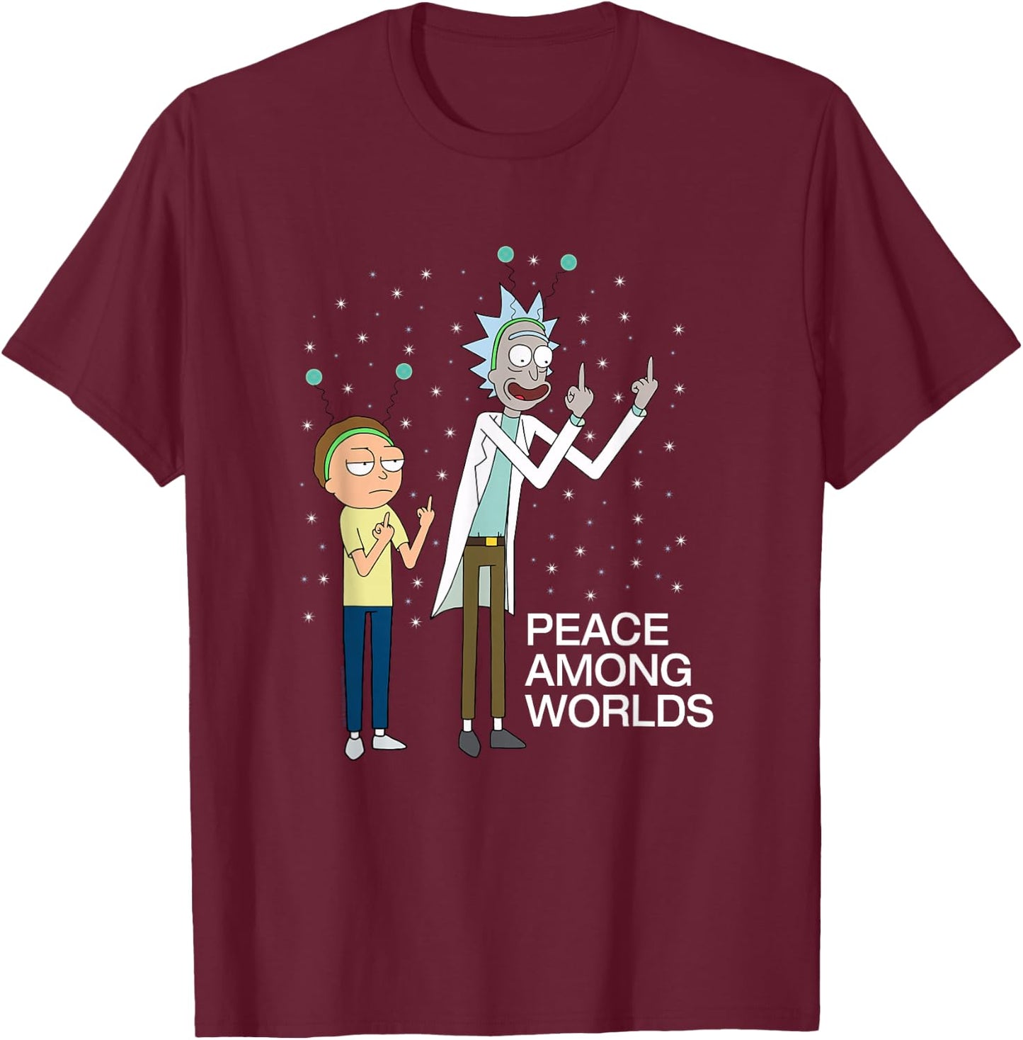 Rick and Morty Peace Among Worlds T-Shirt - T-Shirt | Maroon