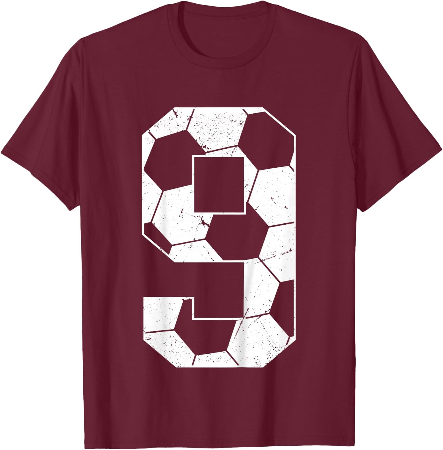 Kids 9th Birthday Boy Soccer Player Football 9 Years Old T-Shirt - T-Shirt | Maroon