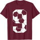 Kids 9th Birthday Boy Soccer Player Football 9 Years Old T-Shirt - T-Shirt | Maroon