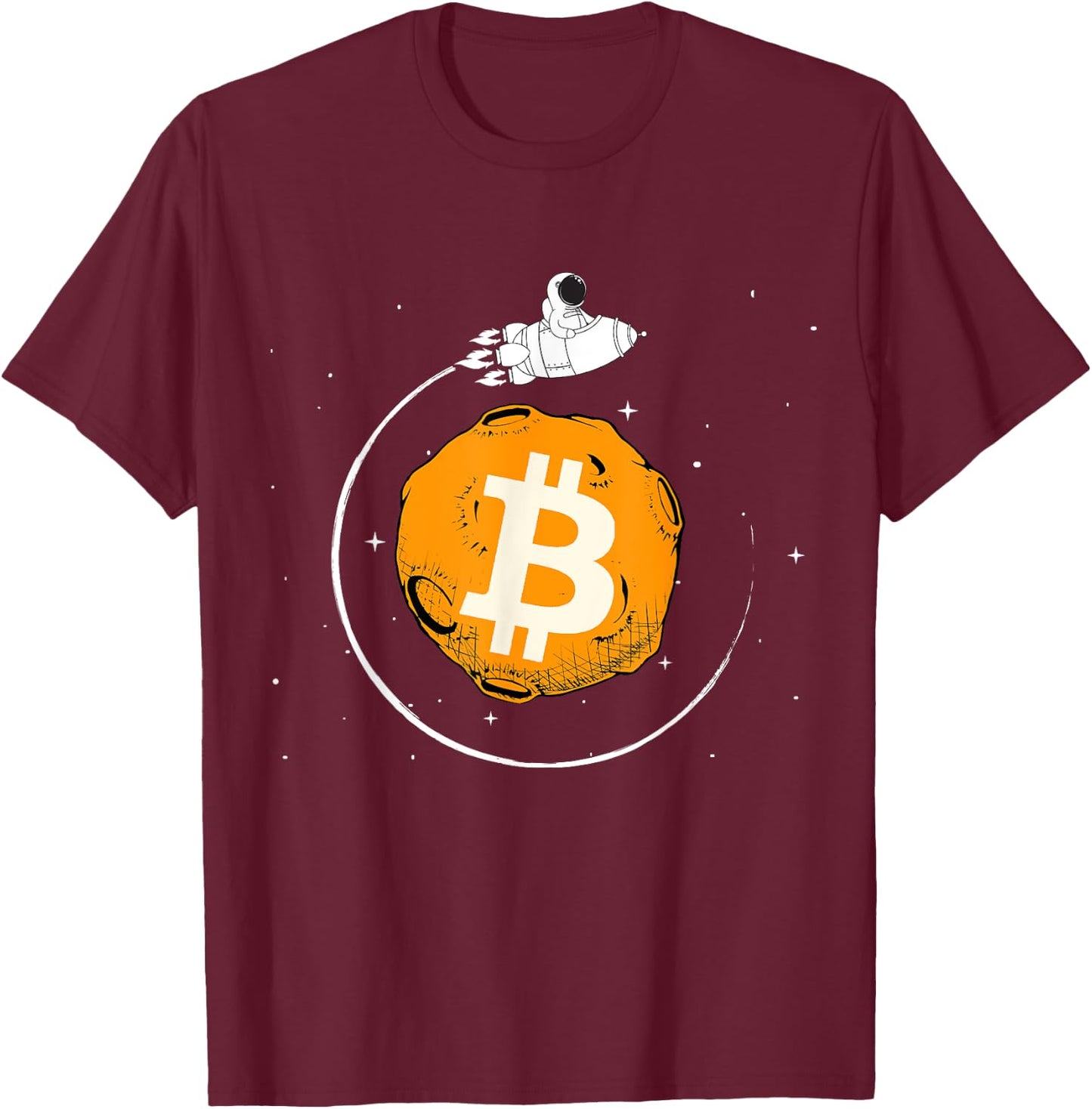 Cryptocurrency Talk - Fun Bitcoin ROCKET To The Moon T-Shirt - T-Shirt | Maroon