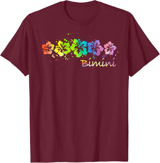 Bimini, Bahamas Watercolor Beach & Surf T-Shirt - T-Shirt | Maroon