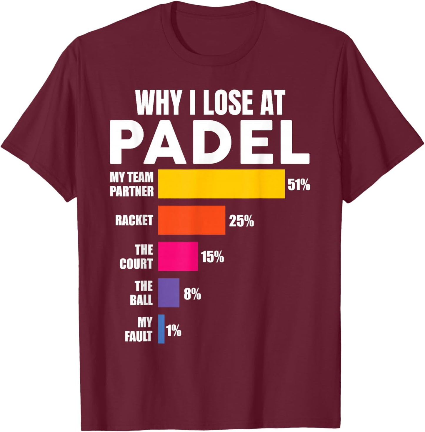 Padel-Shirt Why I Lose at Padel Tennis Funny Men Women T-Shirt - T-Shirt | Maroon