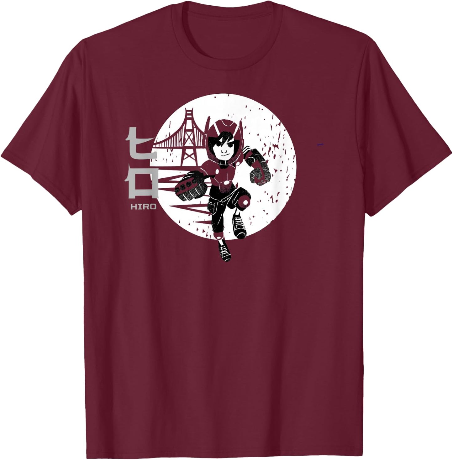 Disney Big Hero 6 Hiro Hamada Kanji San Fransokyo Vintage T-Shirt - T-Shirt | Maroon