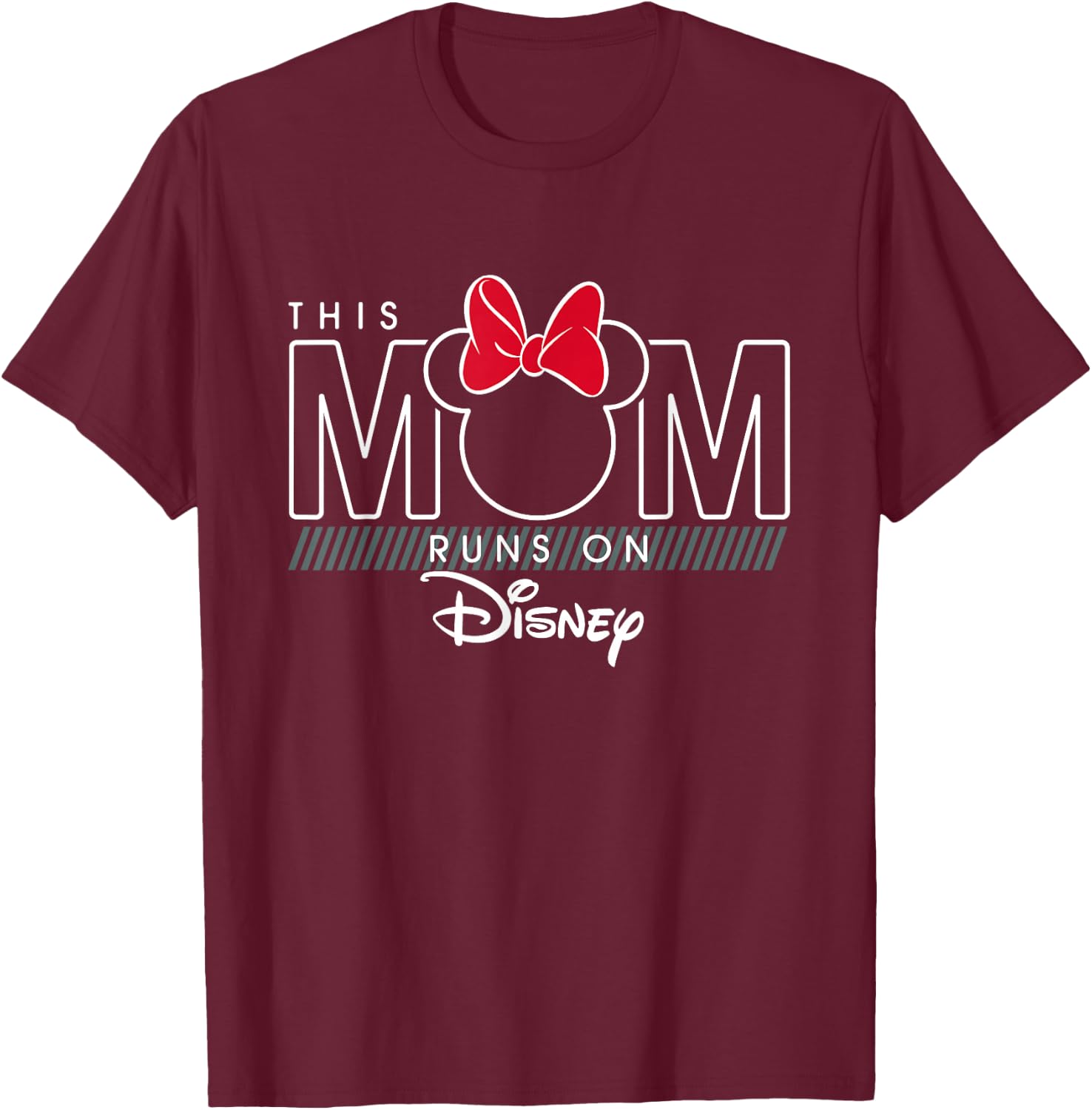Disney Minnie Mouse This Mom Runs on Disney T-Shirt - T-Shirt | Maroon