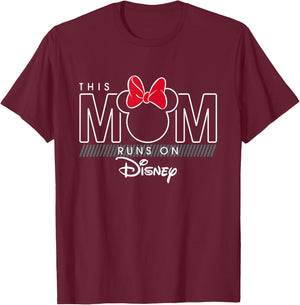 Disney Minnie Mouse This Mom Runs on Disney T-Shirt - T-Shirt | Maroon