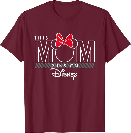 Disney Minnie Mouse This Mom Runs on Disney T-Shirt - T-Shirt | Maroon