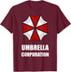Funny Gamer Umbrella Corporation Evil Zombie Apocalypse T-Shirt - T-Shirt | Maroon