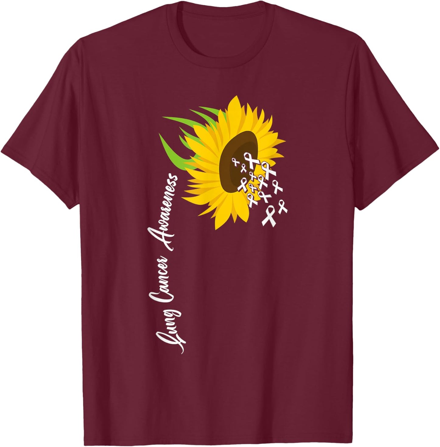 Awesome White Ribbon Support Lung Cancer Awareness T-Shirt - T-Shirt | Maroon