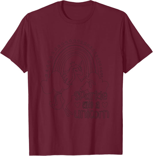 Kids Color your Own unicorn coloring craft for kids T-Shirt - T-Shirt | Maroon