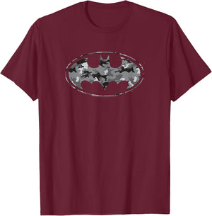 DC Comics Batman Arctic Camo Logo T-Shirt - T-Shirt | Maroon
