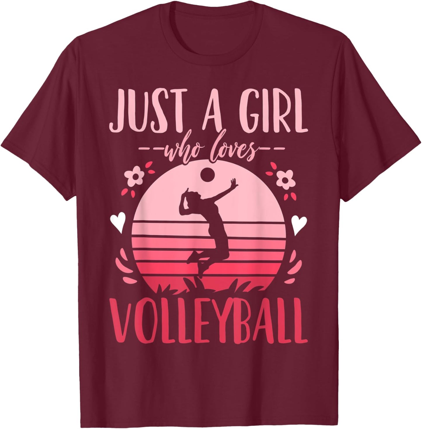 Volleyball Just a Girl Who Loves Volleyball Retro T-Shirt - T-Shirt | Maroon