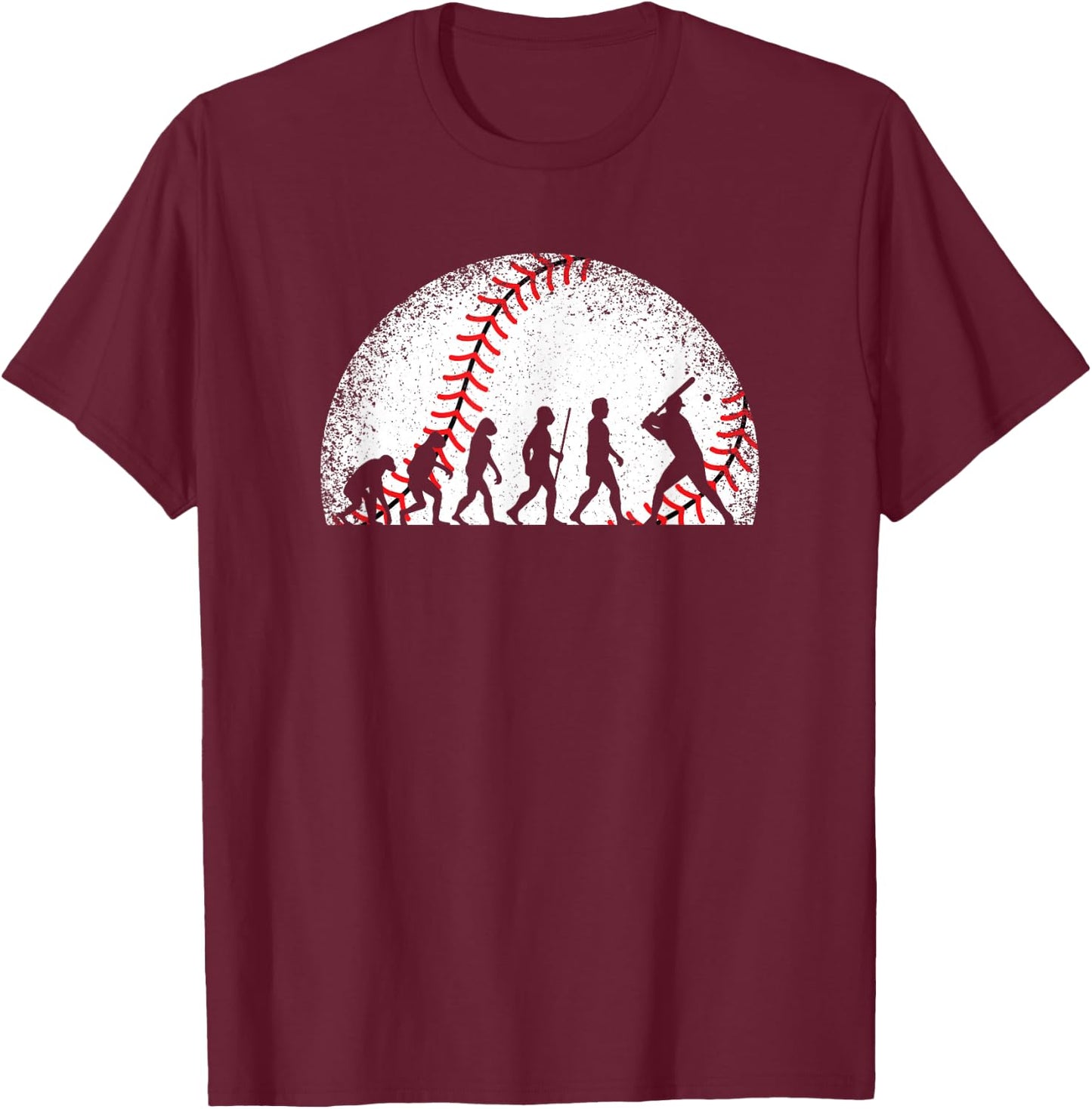 Baseball Evolution Vintage Baseball Player Men Boys T-Shirt - T-Shirt | Maroon
