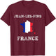 Retro Juan-les-Pins France Distressed France Flag T-Shirt - T-Shirt | Maroon