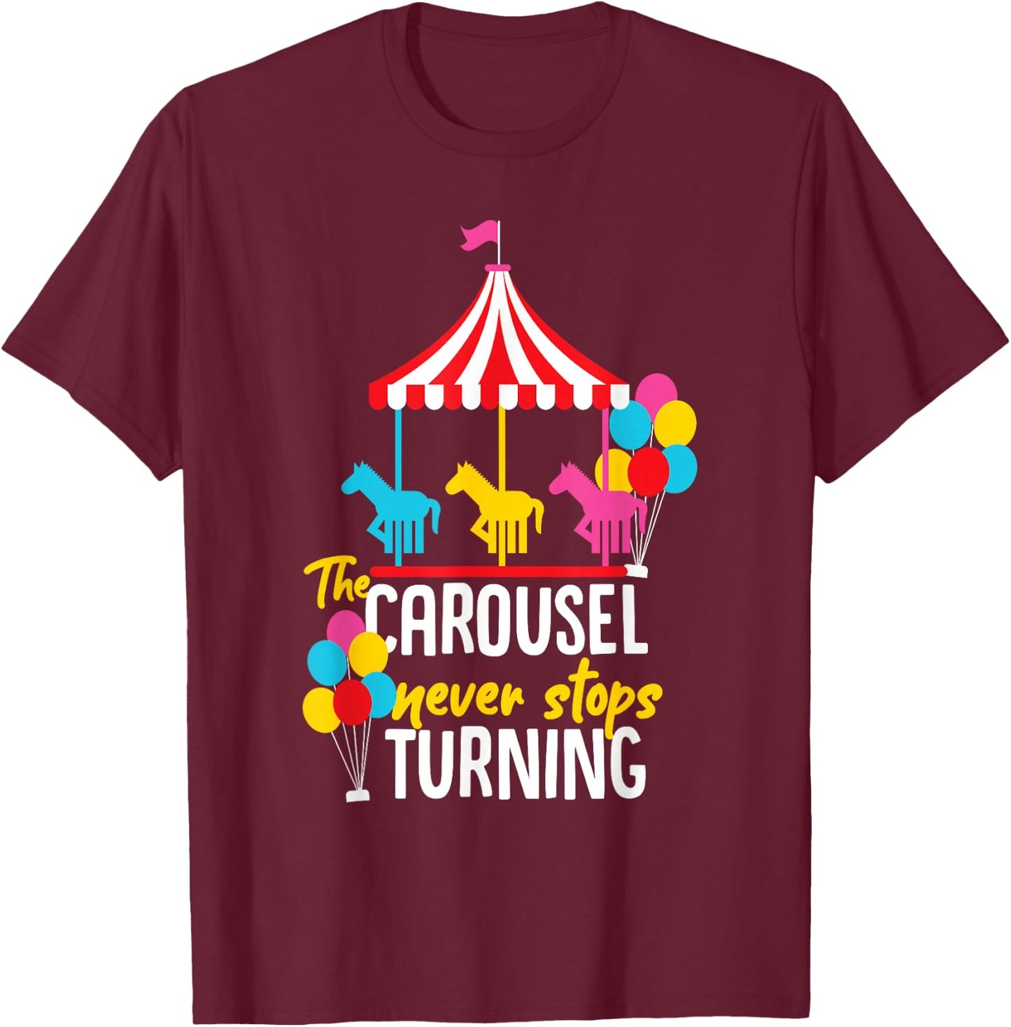 Carousel Horse Merry-Go-Round Design for Girls and Women T-Shirt - T-Shirt | Maroon