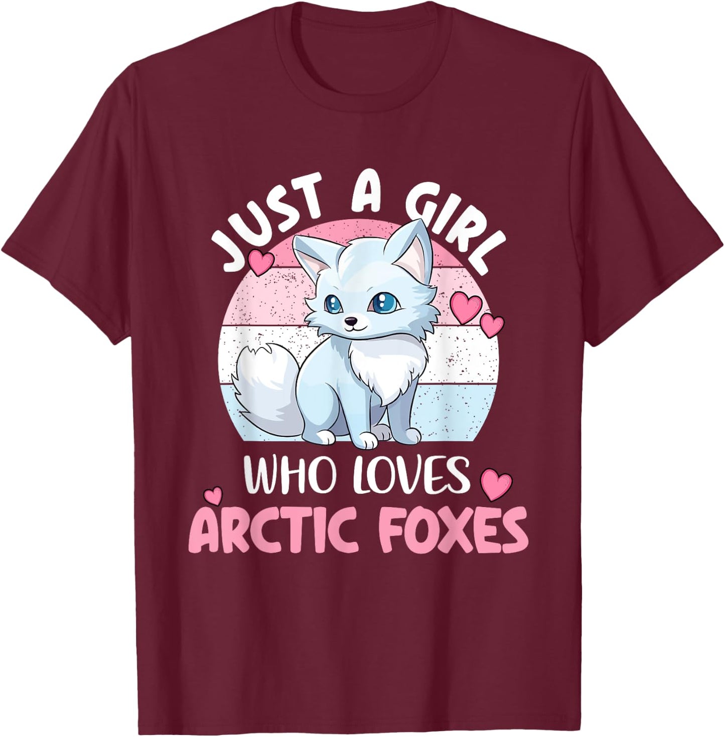 Just A Girl Who Loves Arctic Foxes Kid Cute Arctic Fox Lover T-Shirt - T-Shirt | Maroon