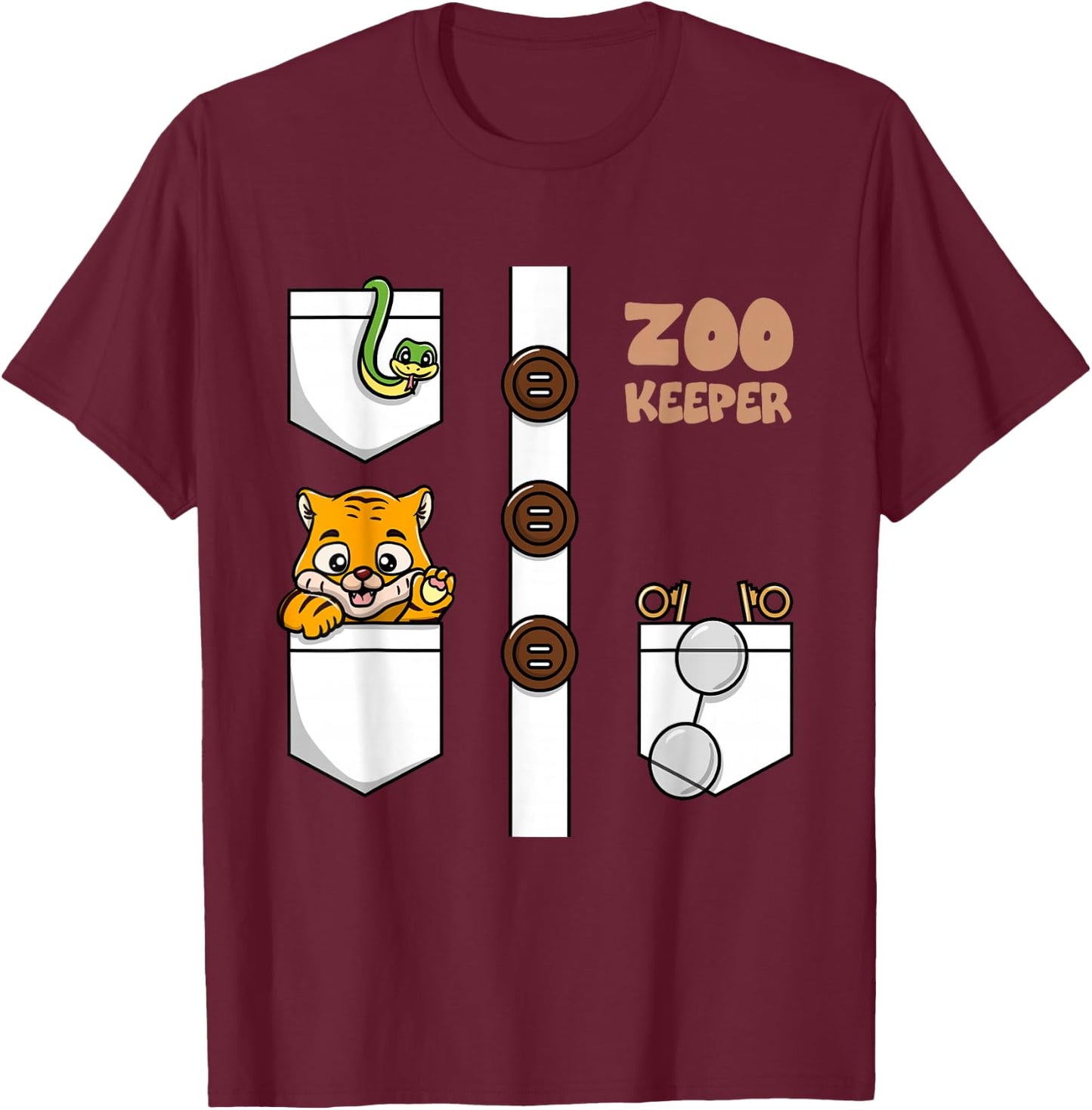 Funny Zookeeper Costume Zoo Keeper Boys Girls T-Shirt - T-Shirt | Maroon