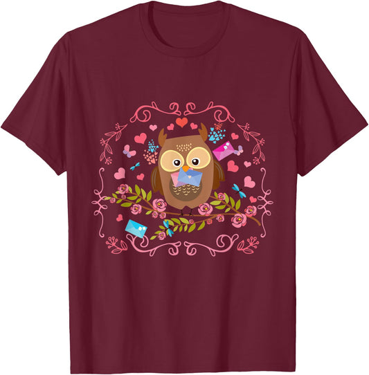 Cute Bird Toddlers Girls Gift Animal Owl T-Shirt - T-Shirt | Maroon
