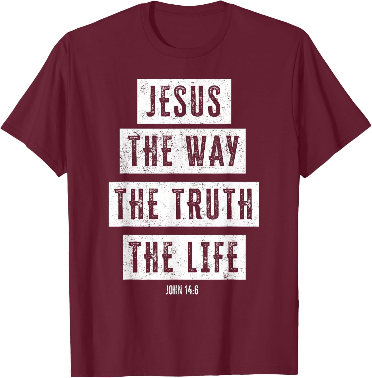 Christian Women Men Kids Jesus Way Truth Life Verse Matching T-Shirt - T-Shirt | Maroon
