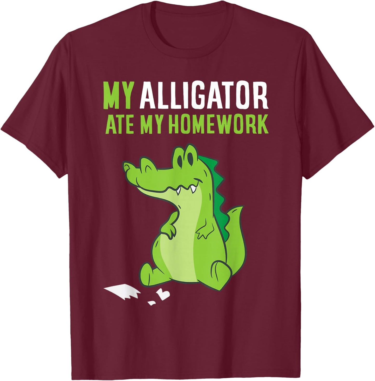 My Crocodile Ate My Homework Alligatror T-Shirt - T-Shirt | Maroon