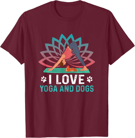 Yoga And Dogs Meditation Women Yoga Saying Funny Yoga Dog T-Shirt - T-Shirt | Maroon