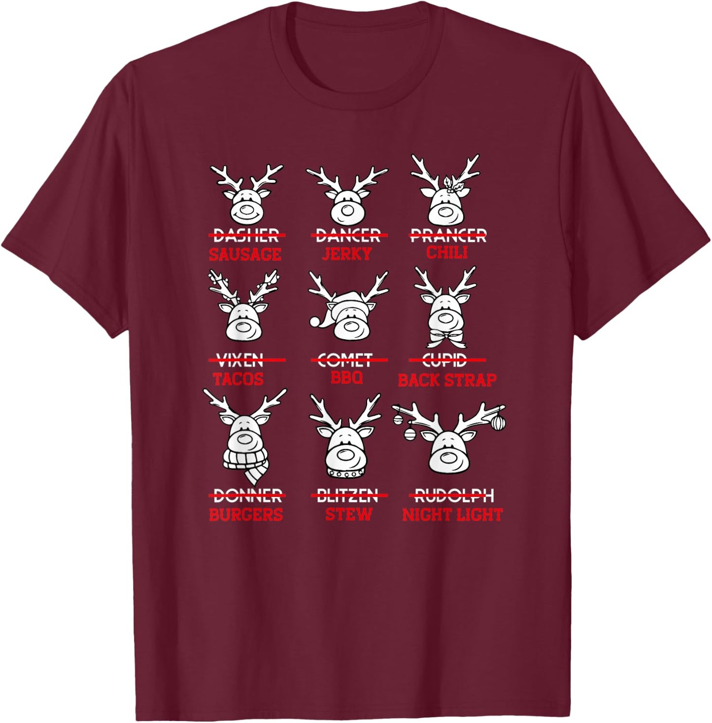 Funny Christmas Deer Bow Hunting Santa Men Women Hunter Gift T-Shirt - T-Shirt | Maroon